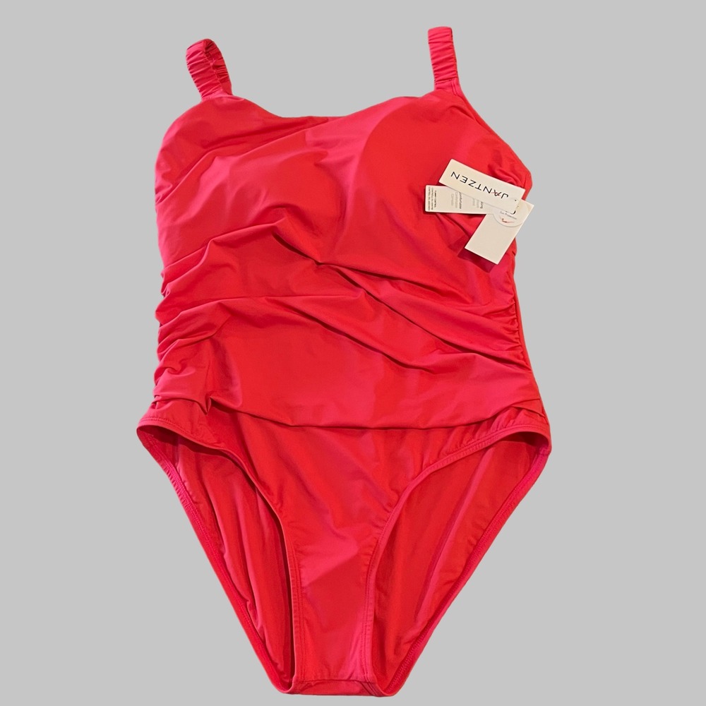 Jantzen Swimsuit Womens 16 Sugar Coral Pink‎ One Piece Tummy Control New